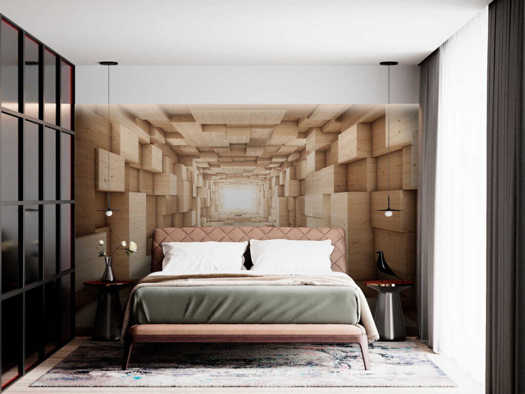 Tunnel of wood blocks