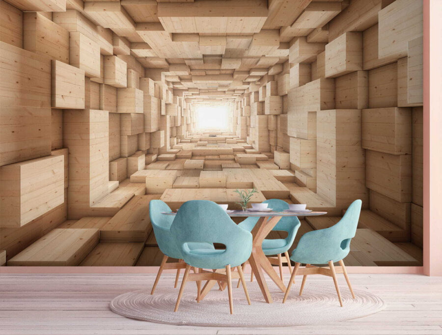 Tunel de blocuri de lemn