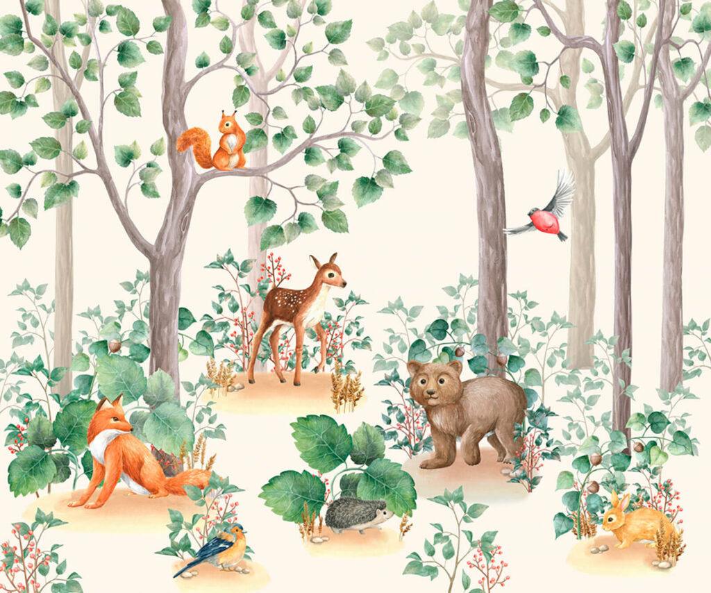 Wallpaper cu animale în pădure Wallpaper cu animale în pădure