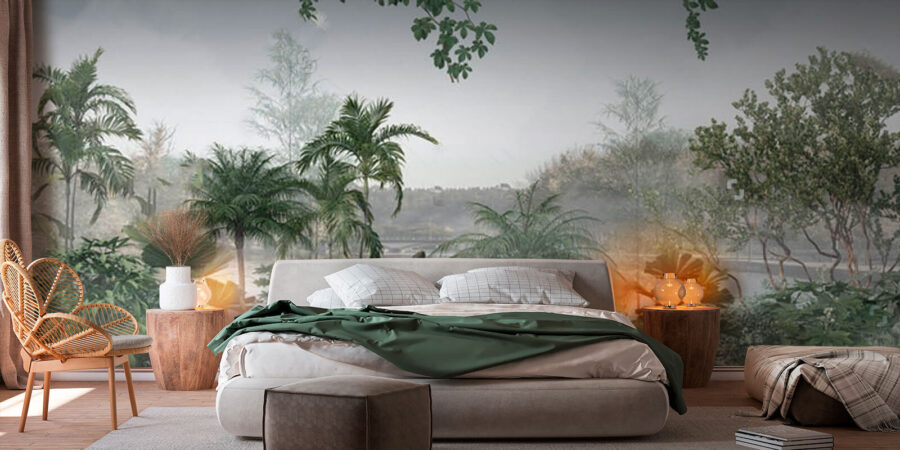 Wall murals Serene morning in lush greenery Wall murals Serene morning in lush greenery