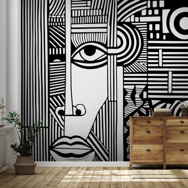 Fototapet Fototapet Un desen alb-negru al unei fețe (SKU: u98711)