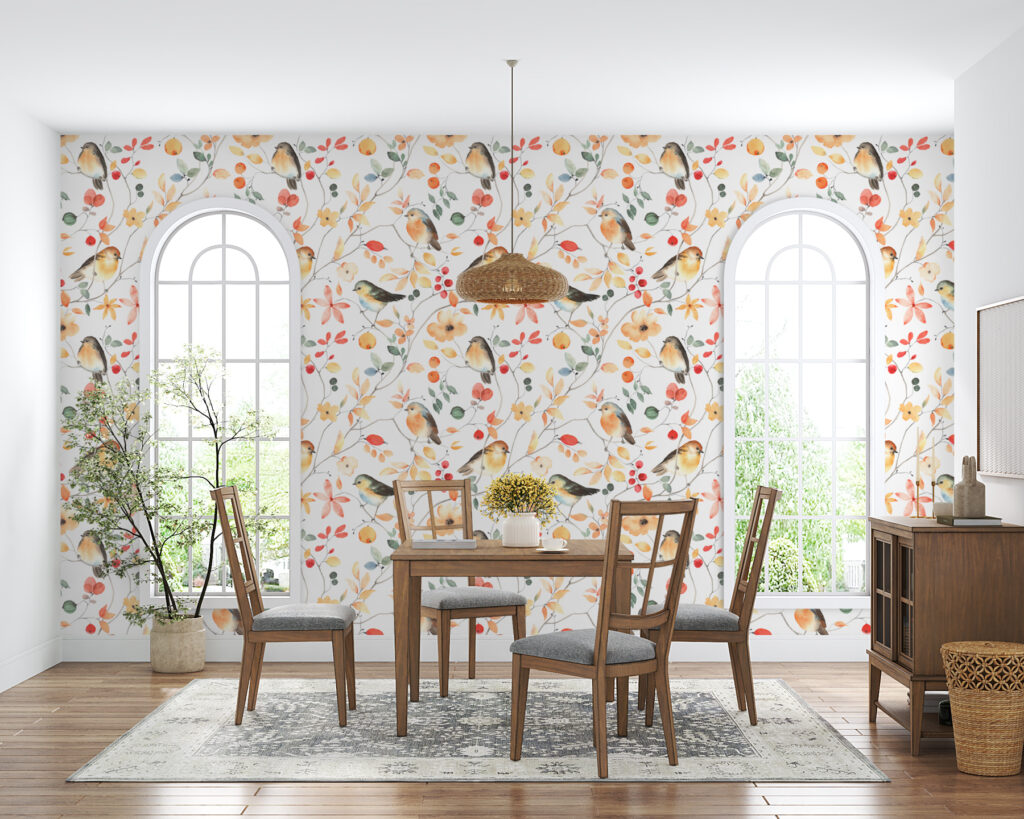 A pattern of birds and flowers A pattern of birds and flowers