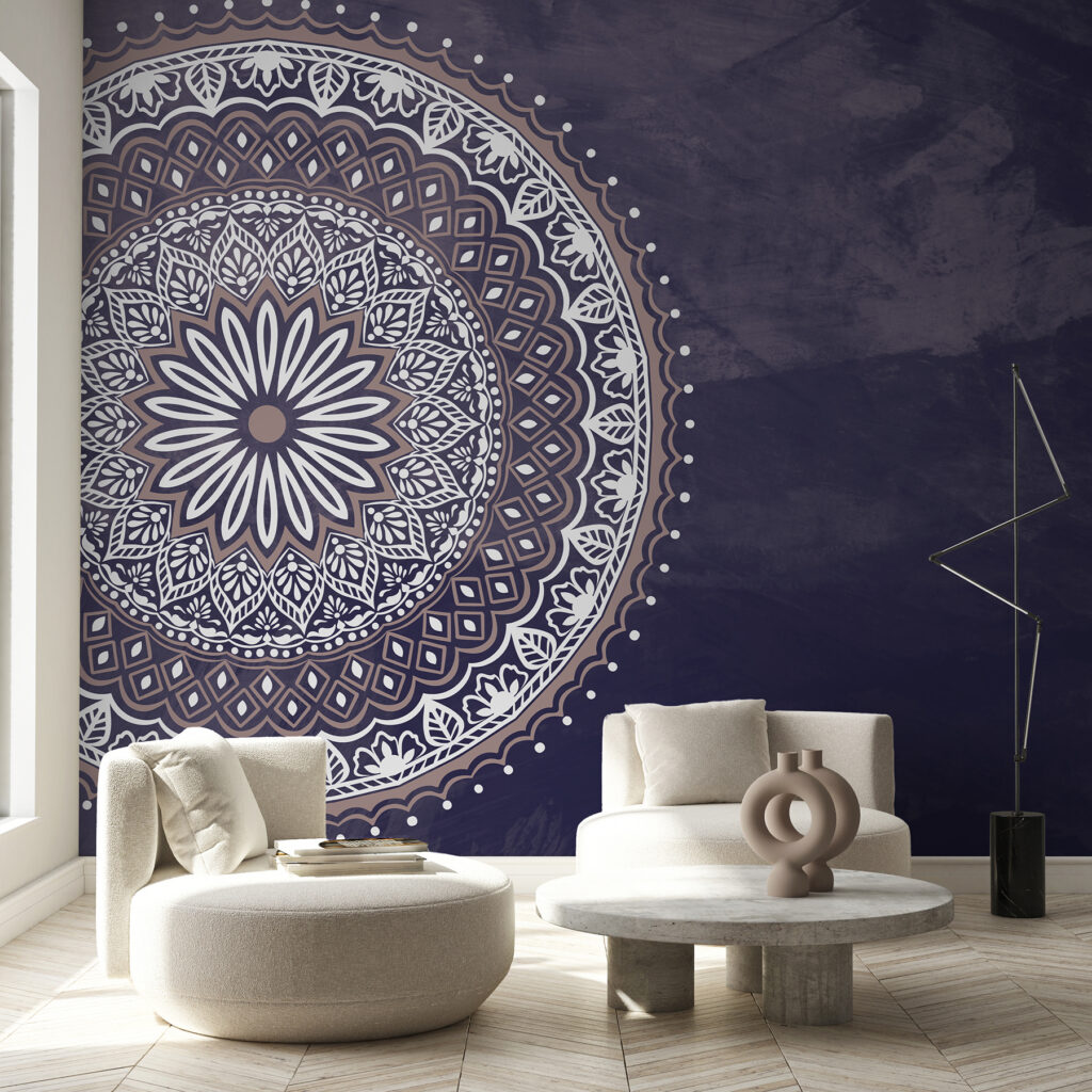 A purple and white mandala