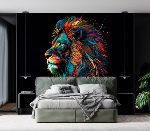 Un leu colorat cu coamă lungă Un leu colorat cu coamă lungă