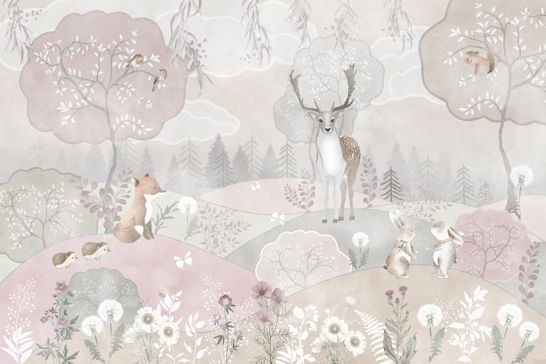 A wallpaper with animals and trees A wallpaper with animals and trees