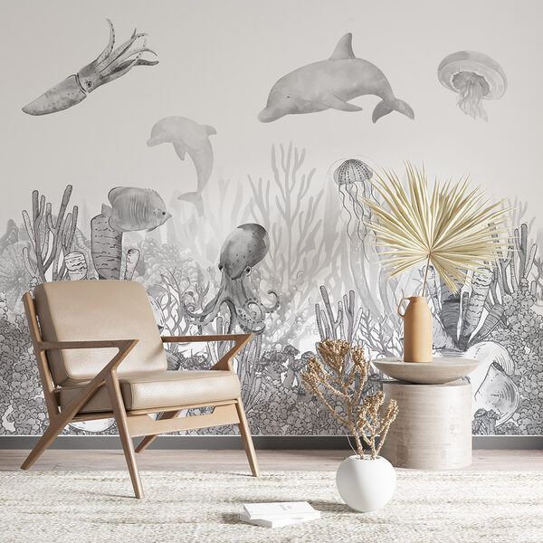 A sea life with fish and jellyfish A sea life with fish and jellyfish