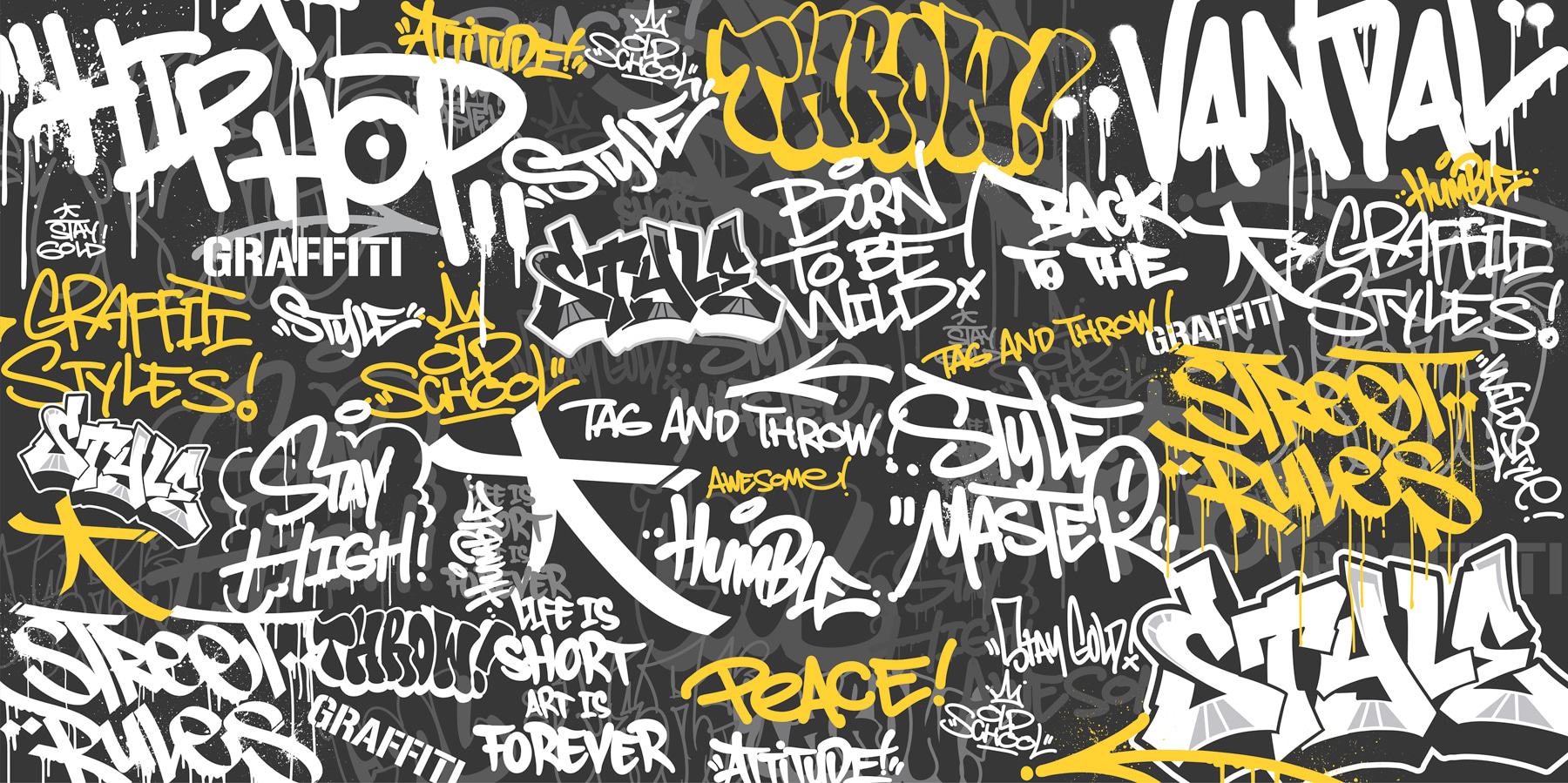 A black and yellow graffiti A black and yellow graffiti