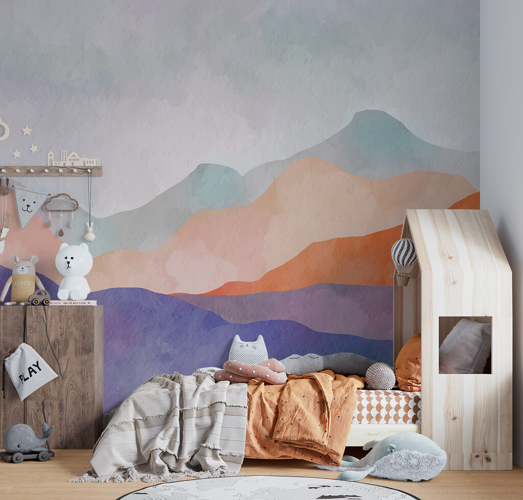 A watercolor painting of mountains