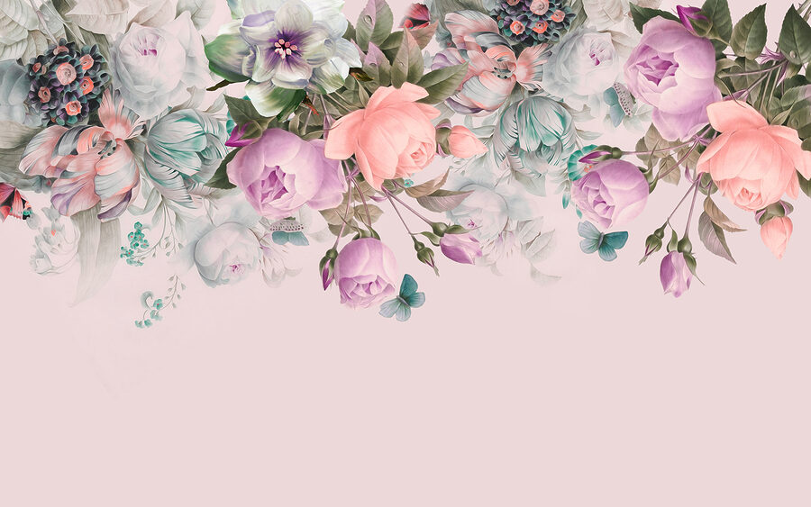 Flori delicate pe fundal roz moale. Flori delicate pe fundal roz moale.