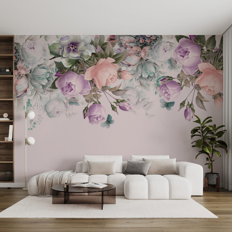 Flori delicate pe fundal roz moale. Flori delicate pe fundal roz moale.