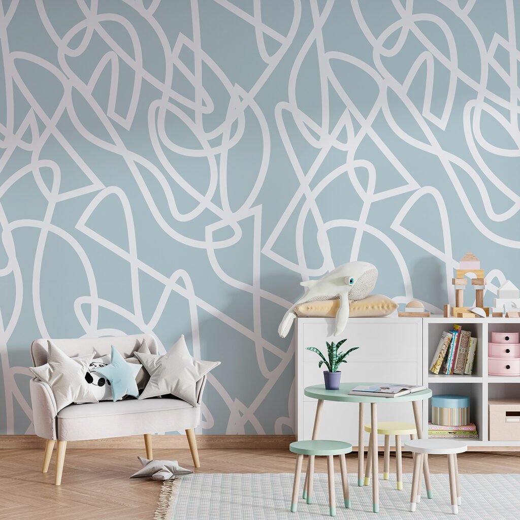A white lines on a blue background