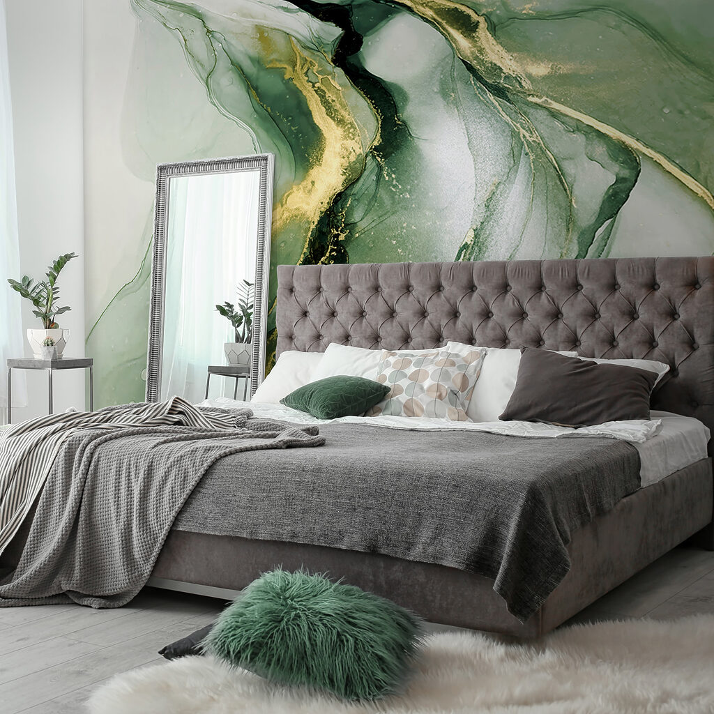 A close up of a painting