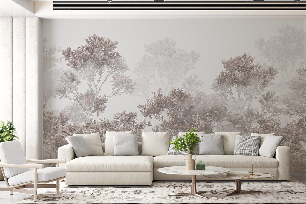 A group of trees with leaves