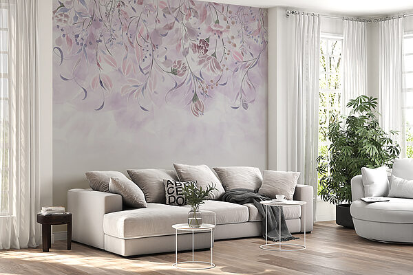 A purple and white floral design