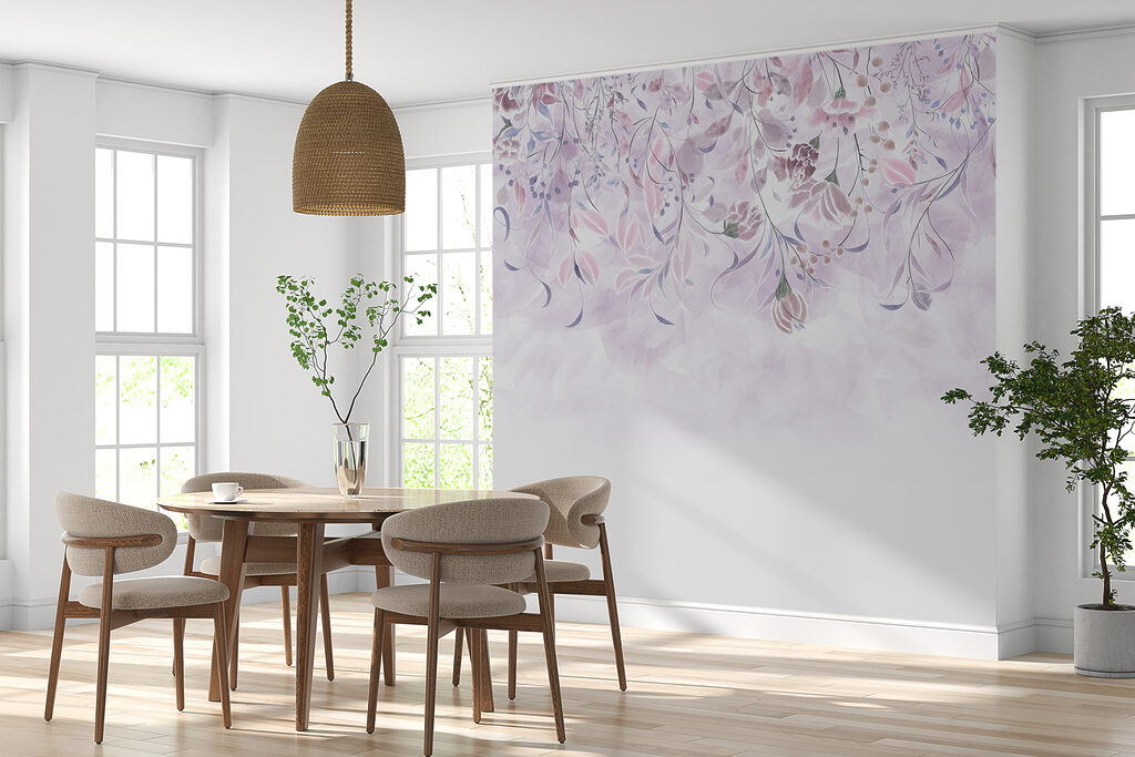 A purple and white floral design