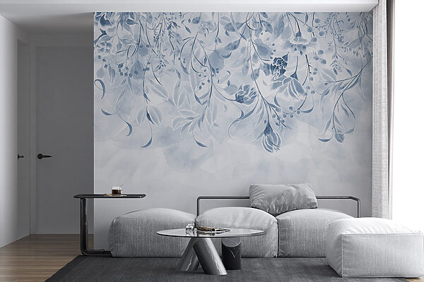 Un design floral albastru și alb Un design floral albastru și alb