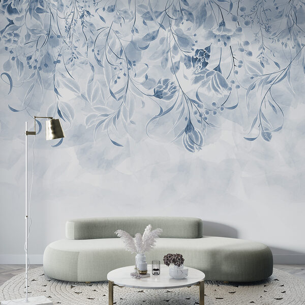 Un design floral albastru și alb Un design floral albastru și alb