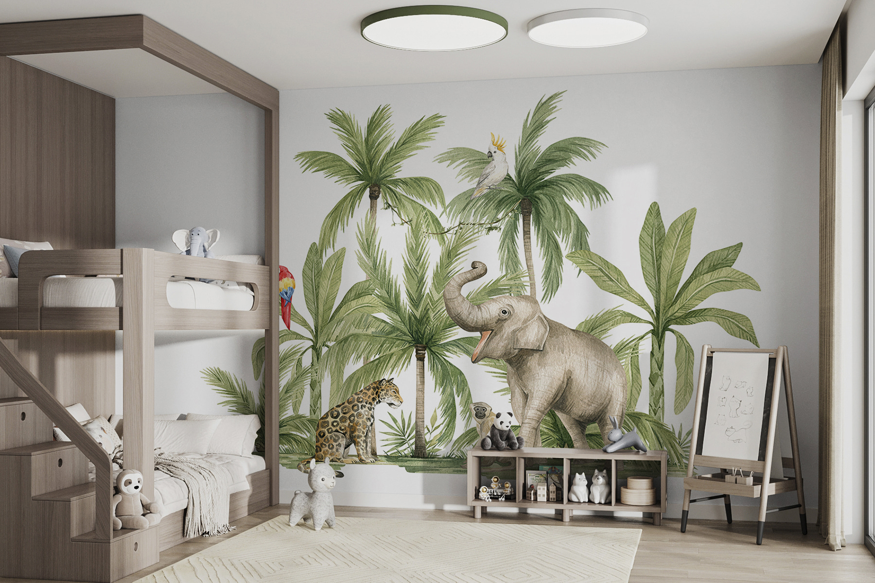 A group of animals in a jungle