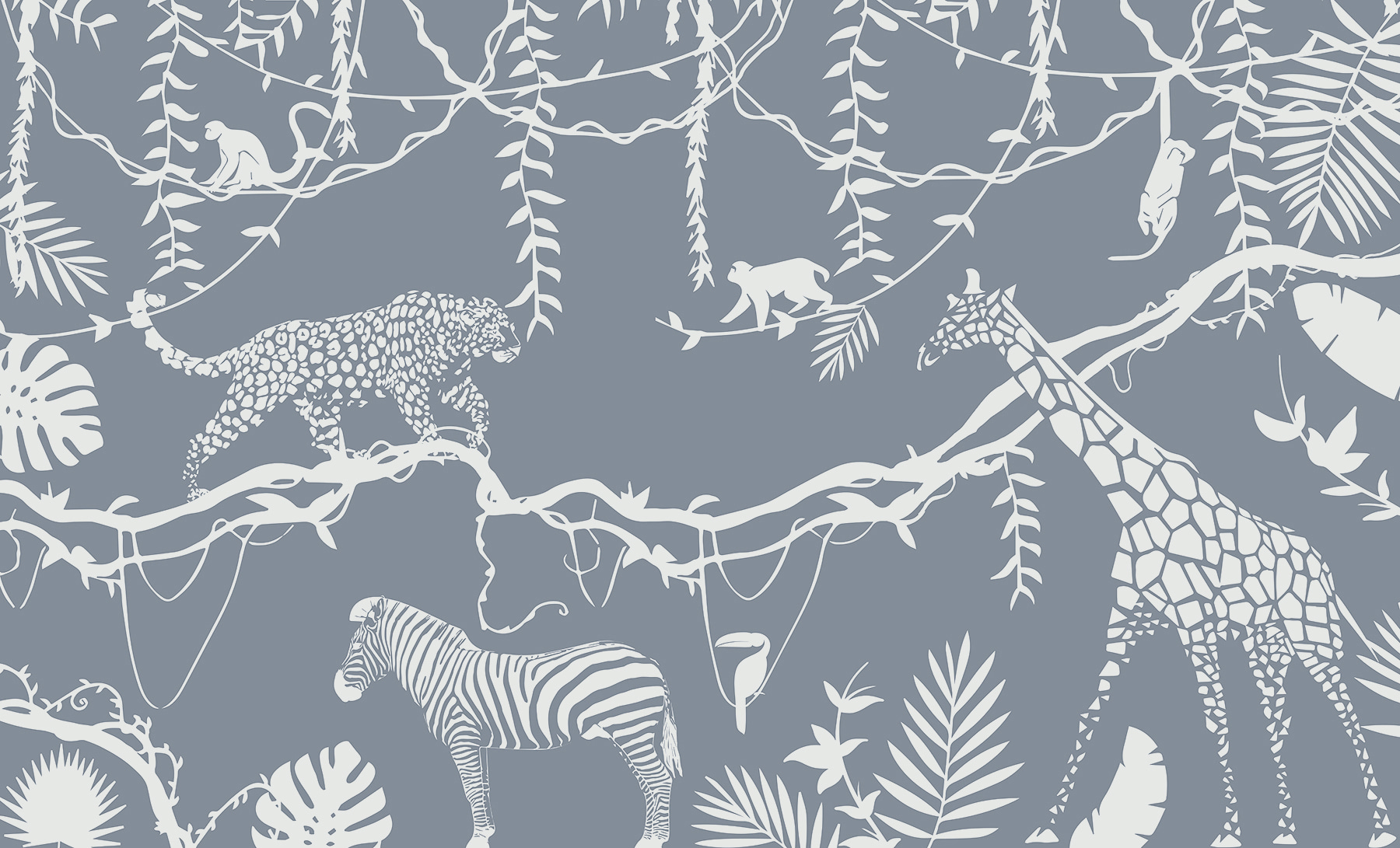 A wallpaper with animals and plants