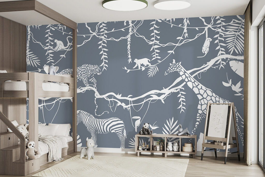 A wallpaper with animals and plants