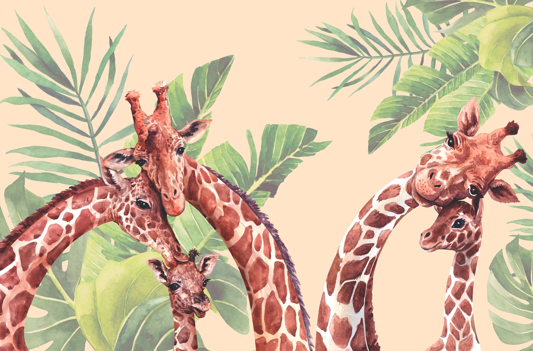 A group of giraffes with long necks