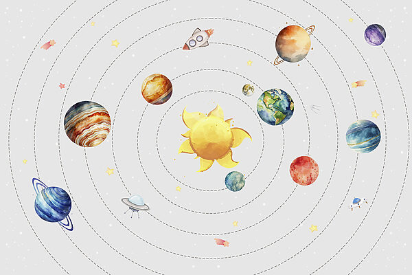 Un sistem solar cu planete și stele Un sistem solar cu planete și stele