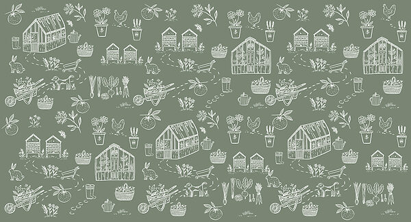 A pattern of farm items