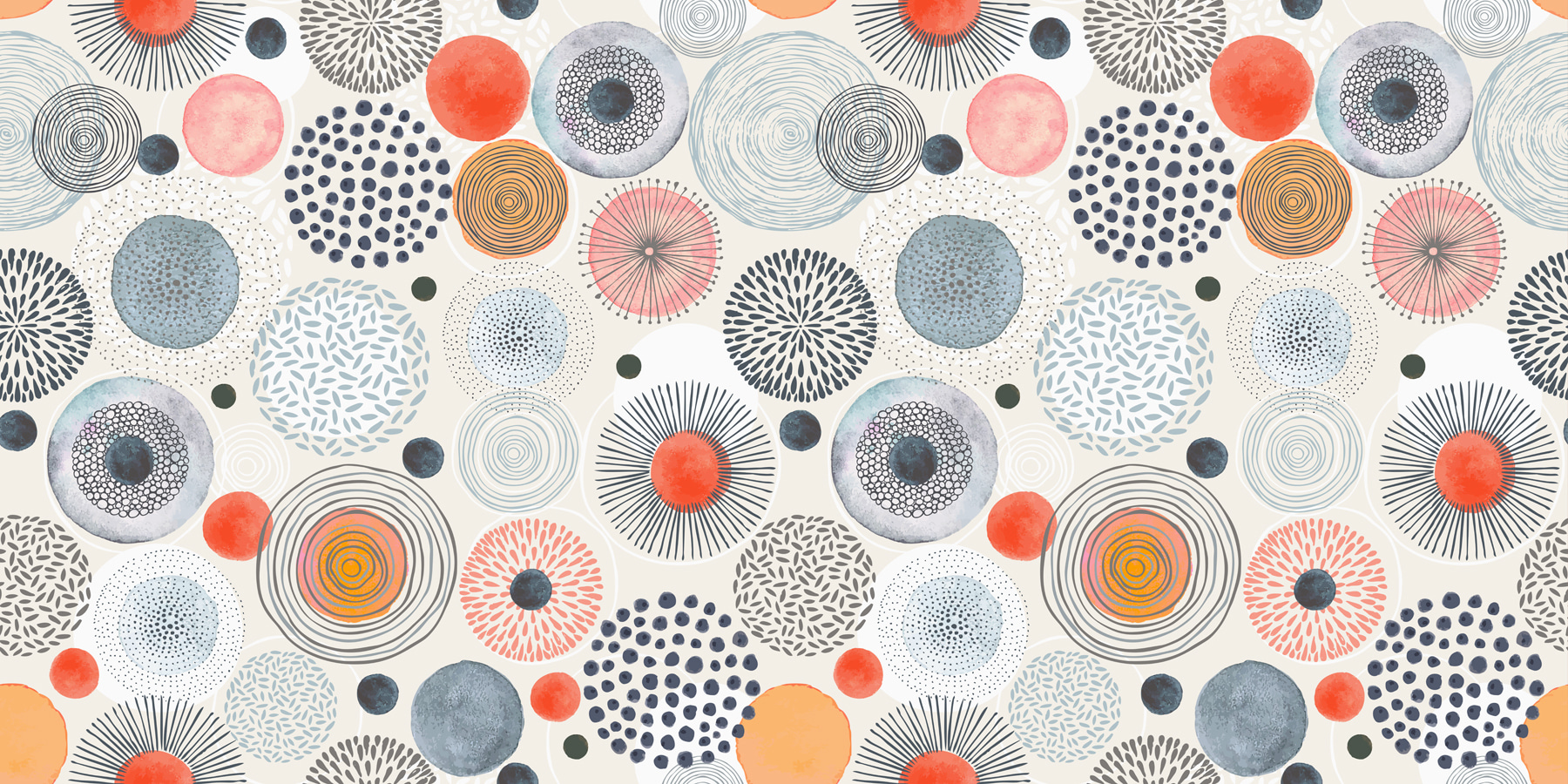 A pattern of colorful circles and dots