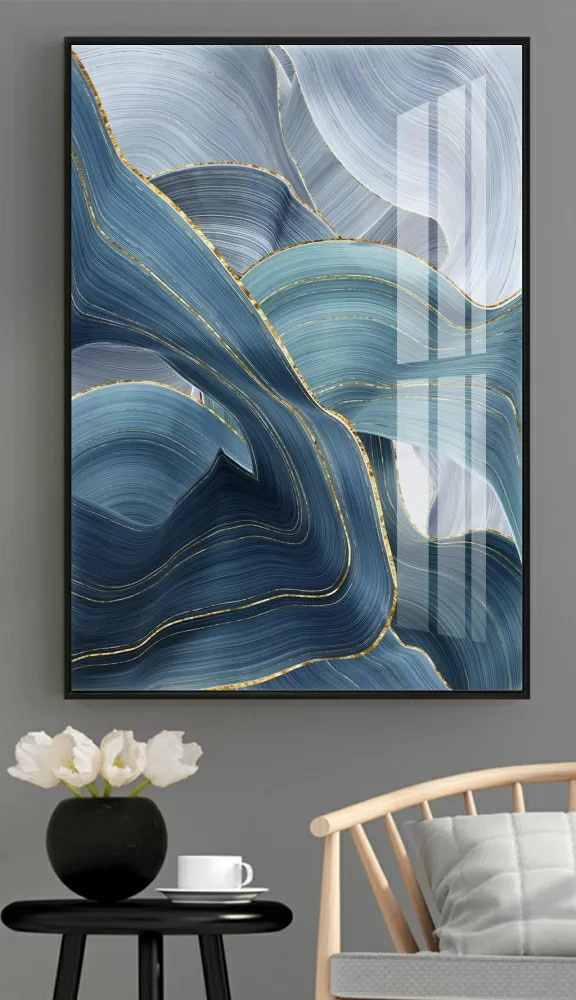Flowing waves of serene blue tones Flowing waves of serene blue tones