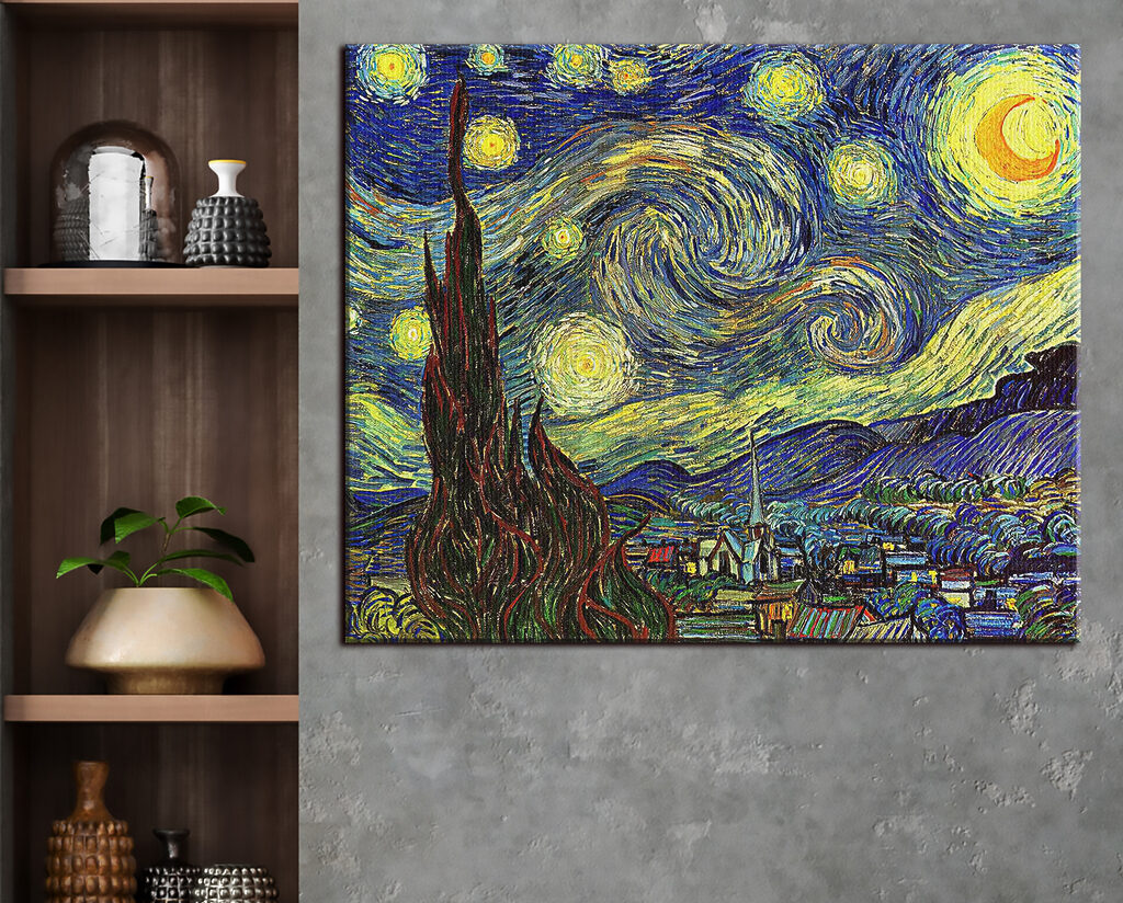 A painting of a starry night