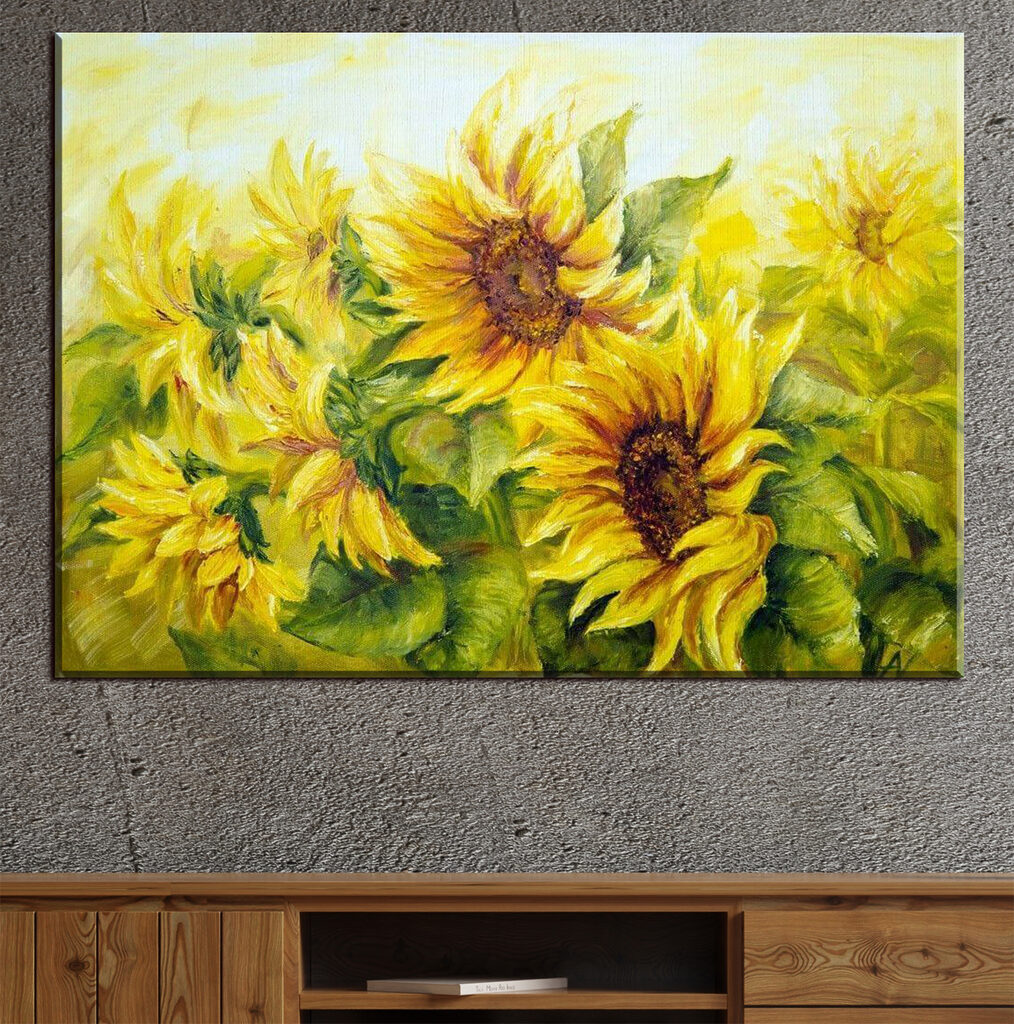 A painting of sunflowers