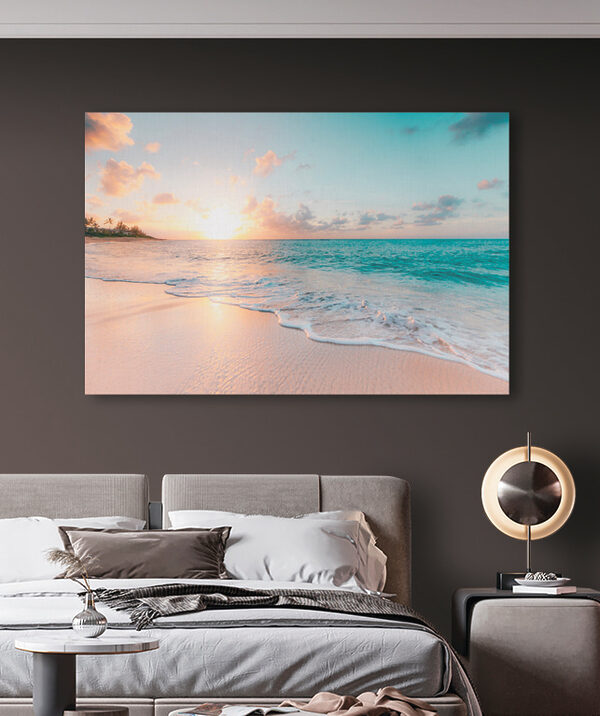 A beach with waves and a sunset A beach with waves and a sunset