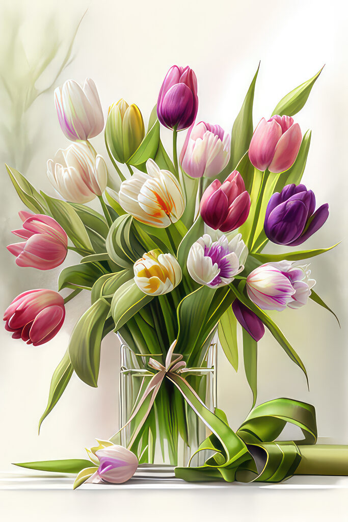 s31219p 683x1024 - Un buchet de lalele într-o vază de sticlă