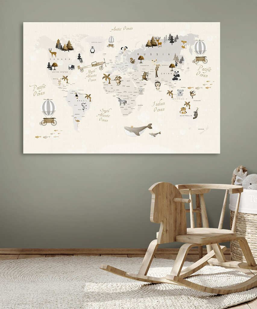 A map of the world with animals A map of the world with animals