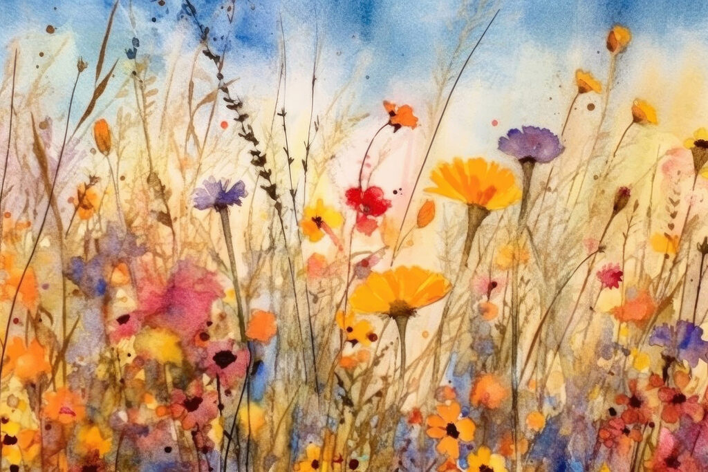 A watercolor painting of flowers
