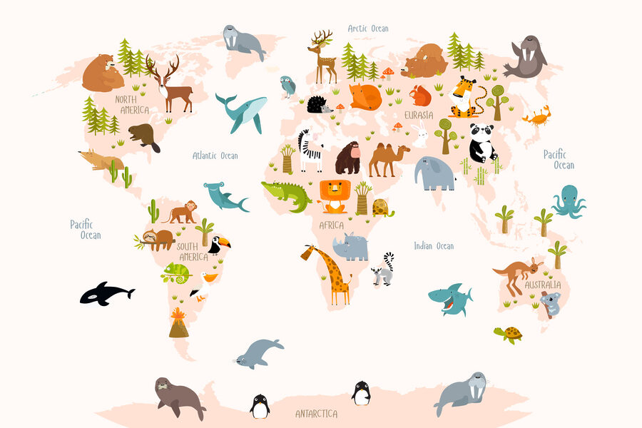 Tablouri O hartă a lumii cu animale - imagine 12