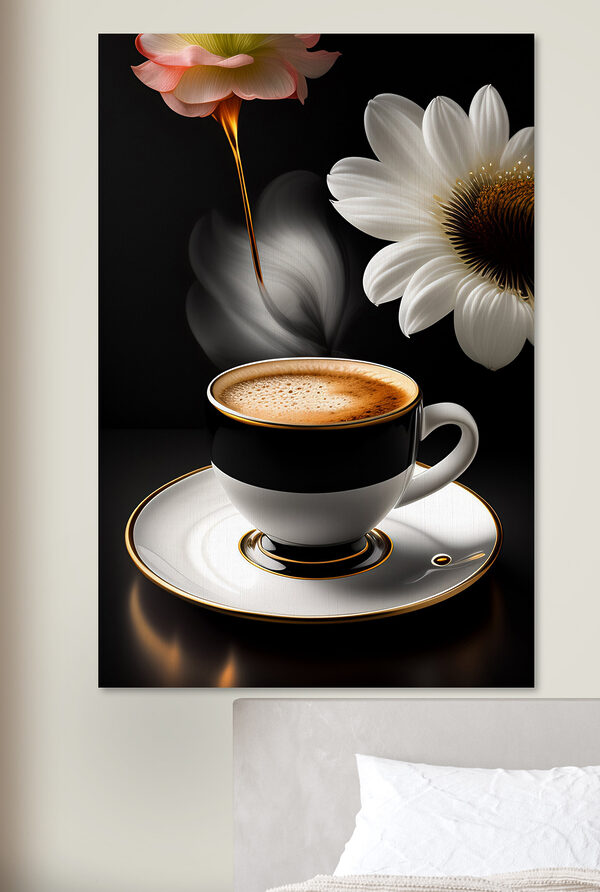 O ceașcă de cafea și o floare O ceașcă de cafea și o floare