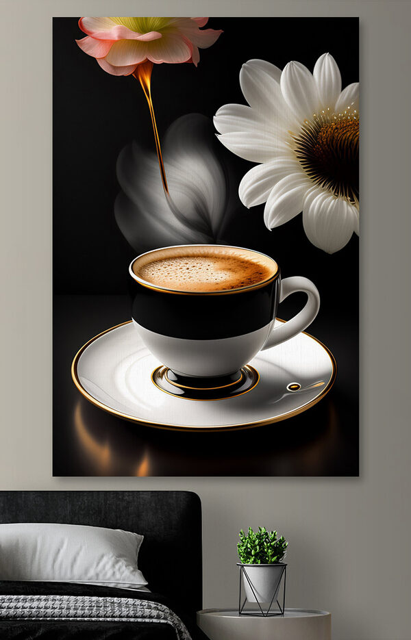 O ceașcă de cafea și o floare O ceașcă de cafea și o floare