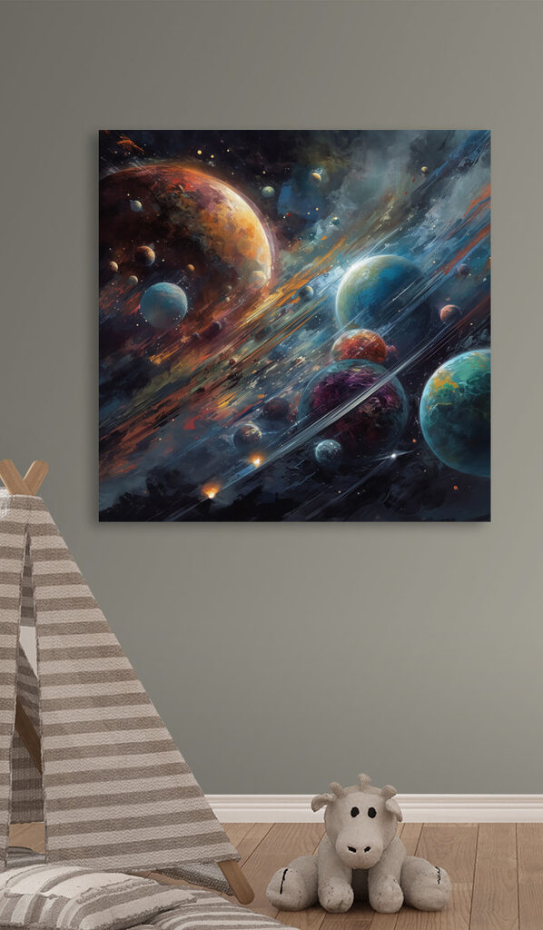 Planets in space with planets and stars