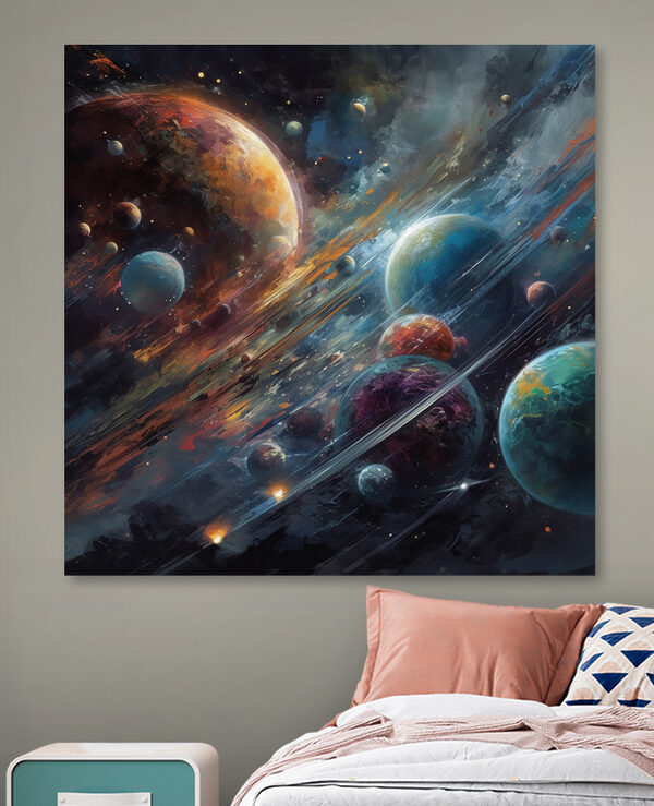 Planete în spațiu cu planete și stele Planete în spațiu cu planete și stele