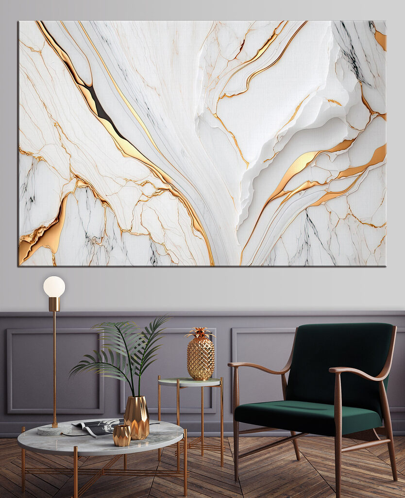 Elegant marble with amber swirls