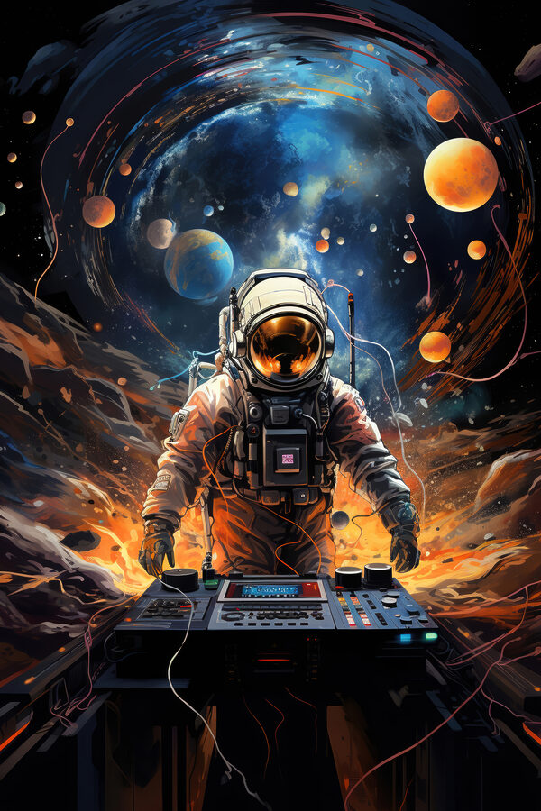 Un astronaut în spațiu cu o mașină Un astronaut în spațiu cu o mașină