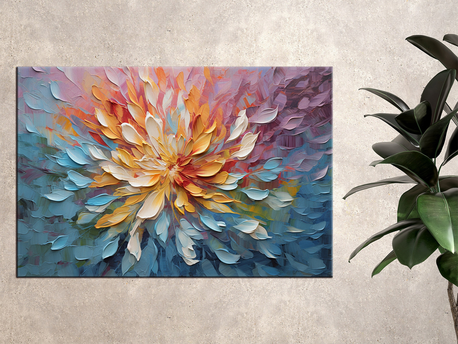 A painting of a flower