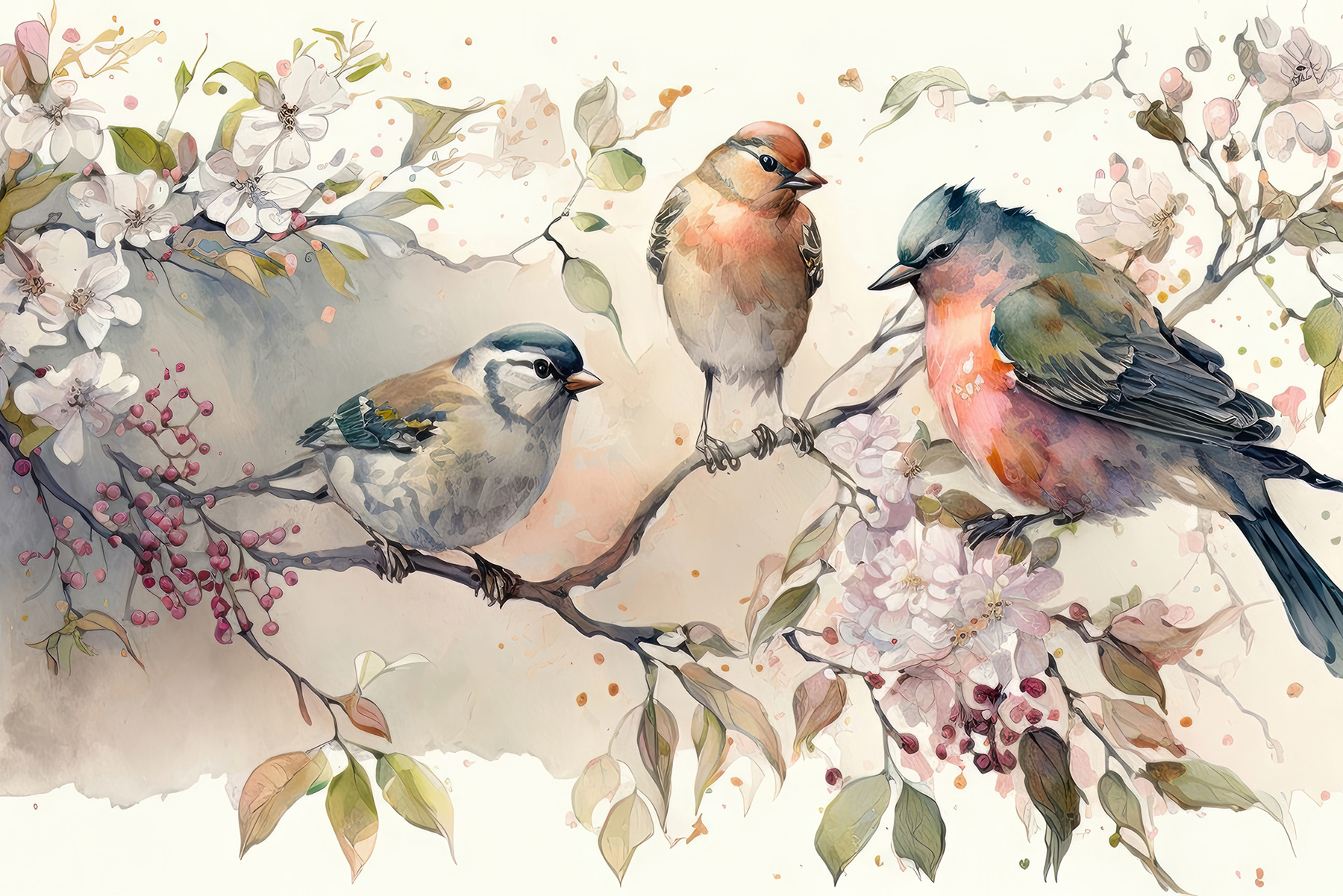 A group of birds on a branch