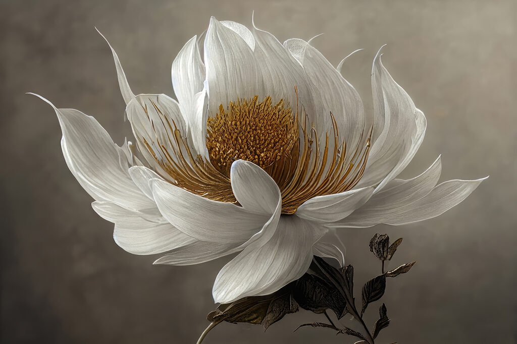 A white flower with a yellow center