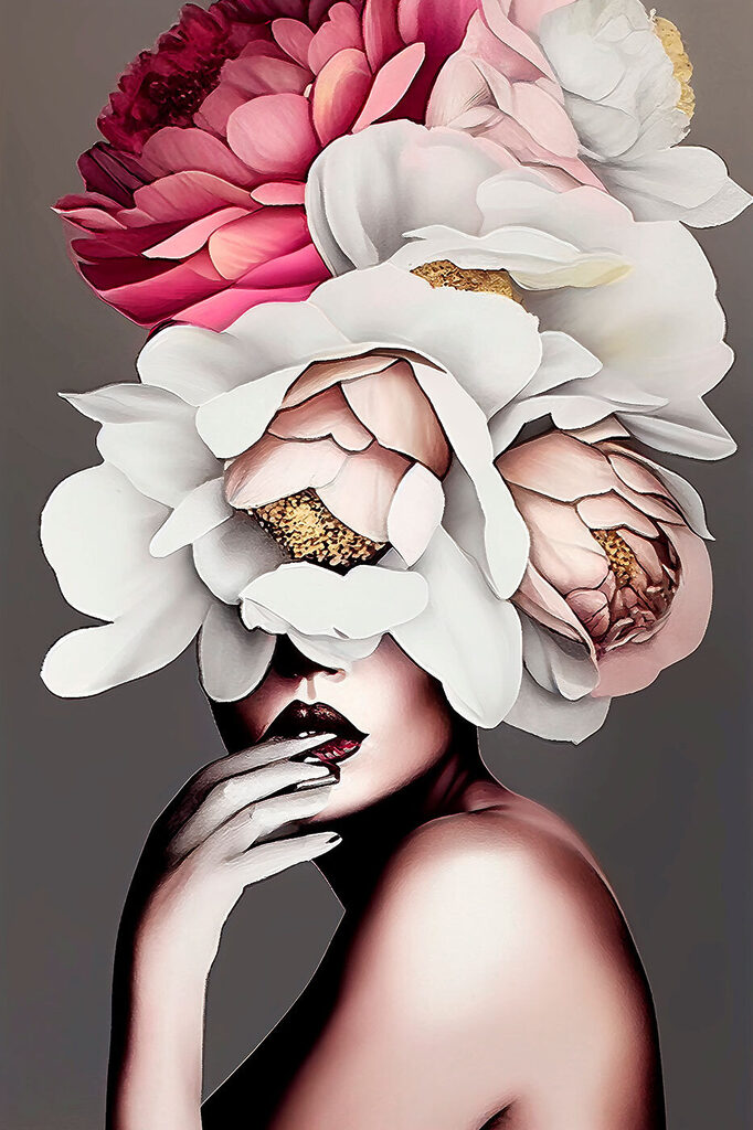 A woman with flowers on her head