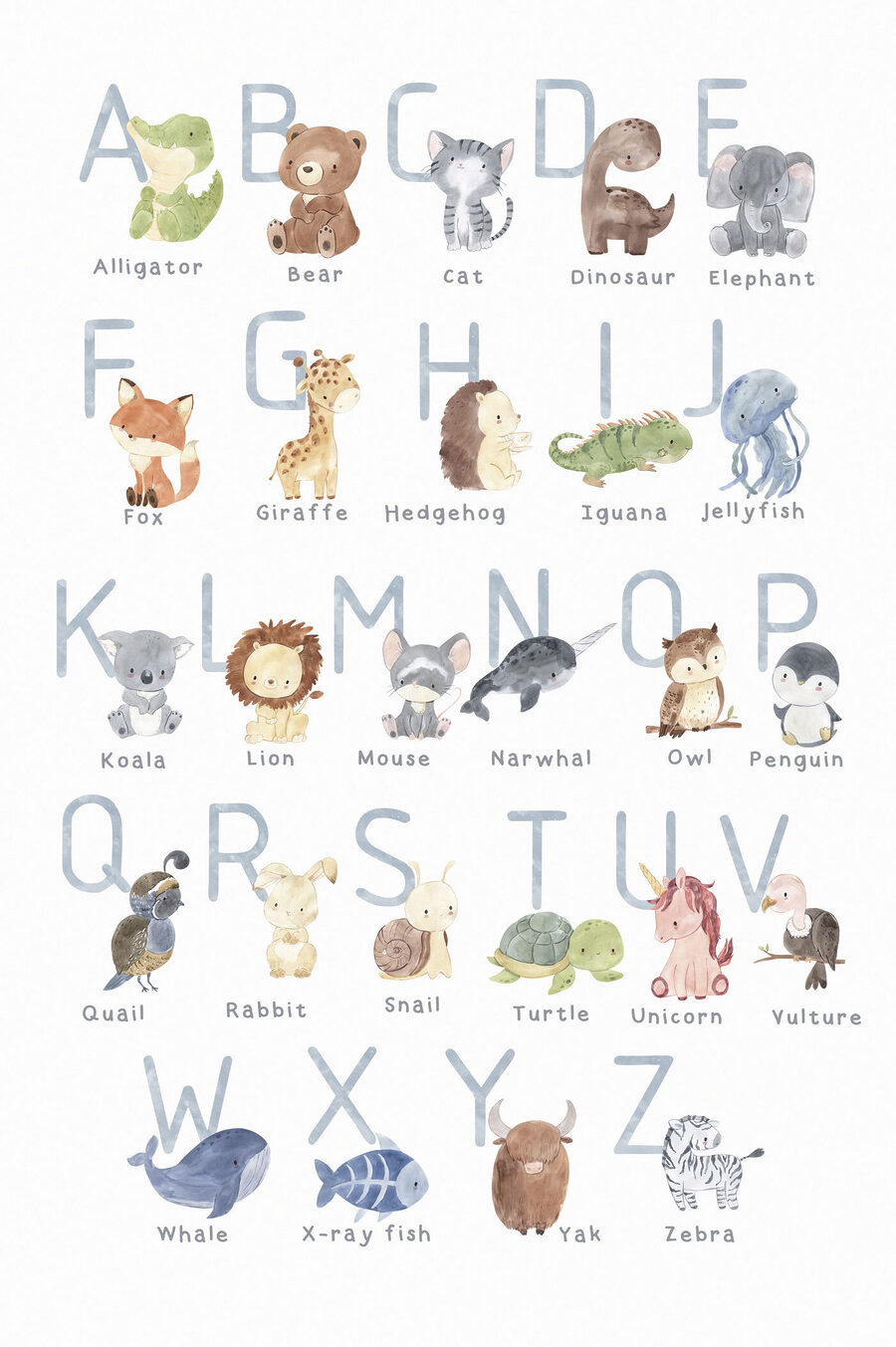 Un poster cu animale și litere