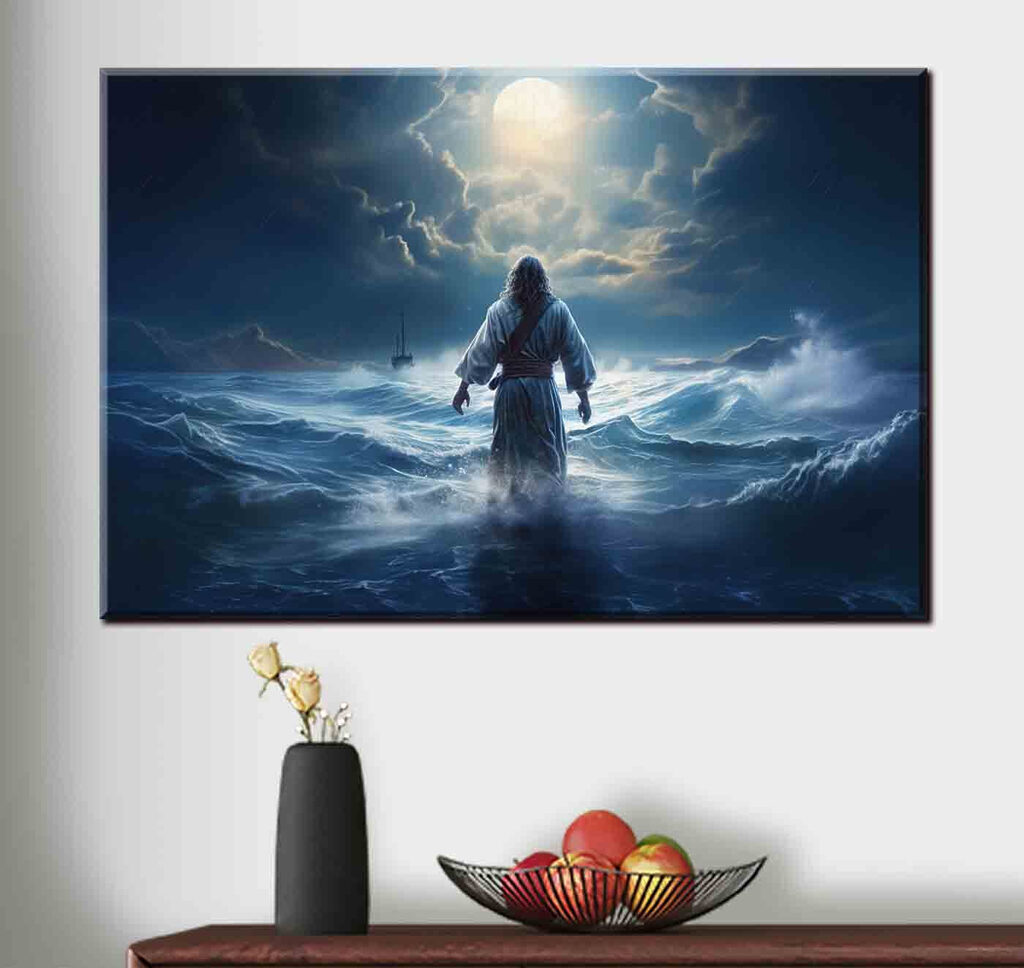 A man in a robe standing in the water