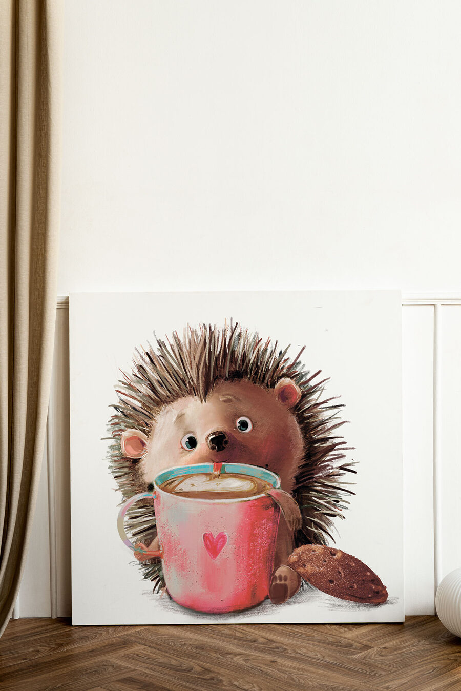 Tablouri Un arici care ține o ceașcă de cafea