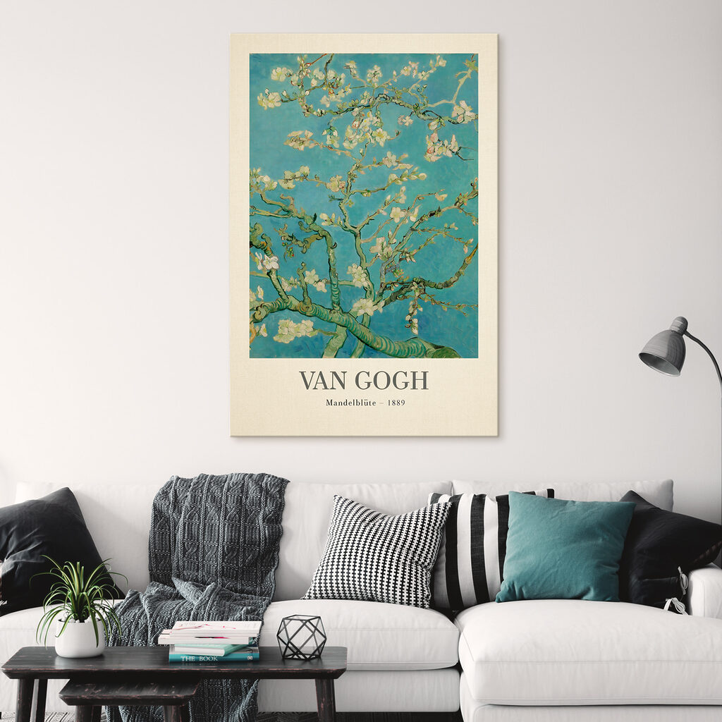 A painting of a tree with white flowers